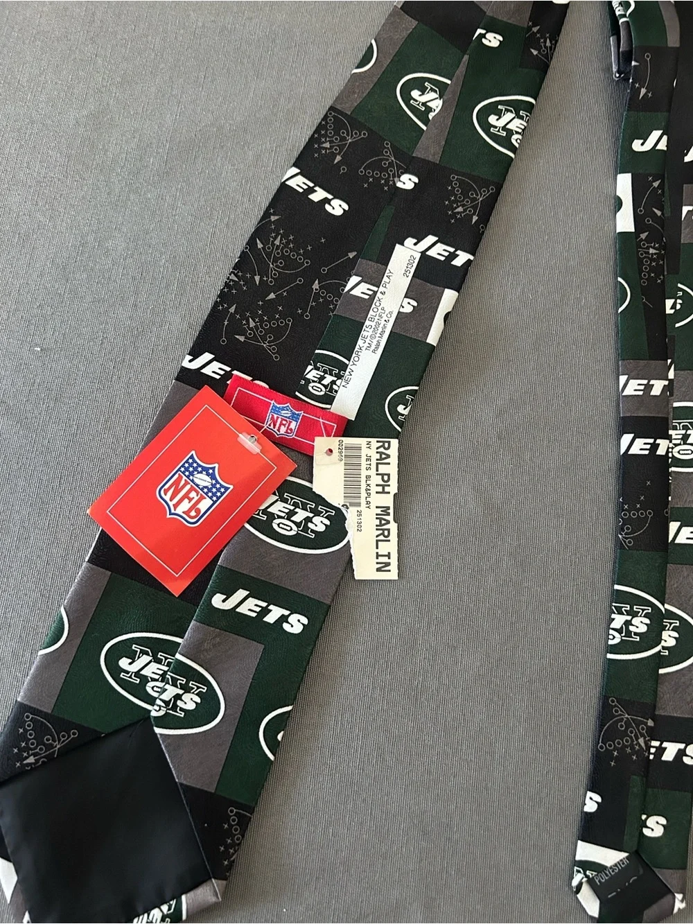 NFL Green Black Gray New York Jets Logo Tie